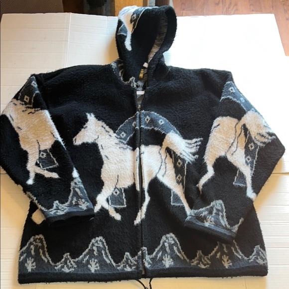 VTG-Tejidos-men’s-L-horse equestrian alpaca wool western hooded,full zip, jacket - Picture 1 of 14